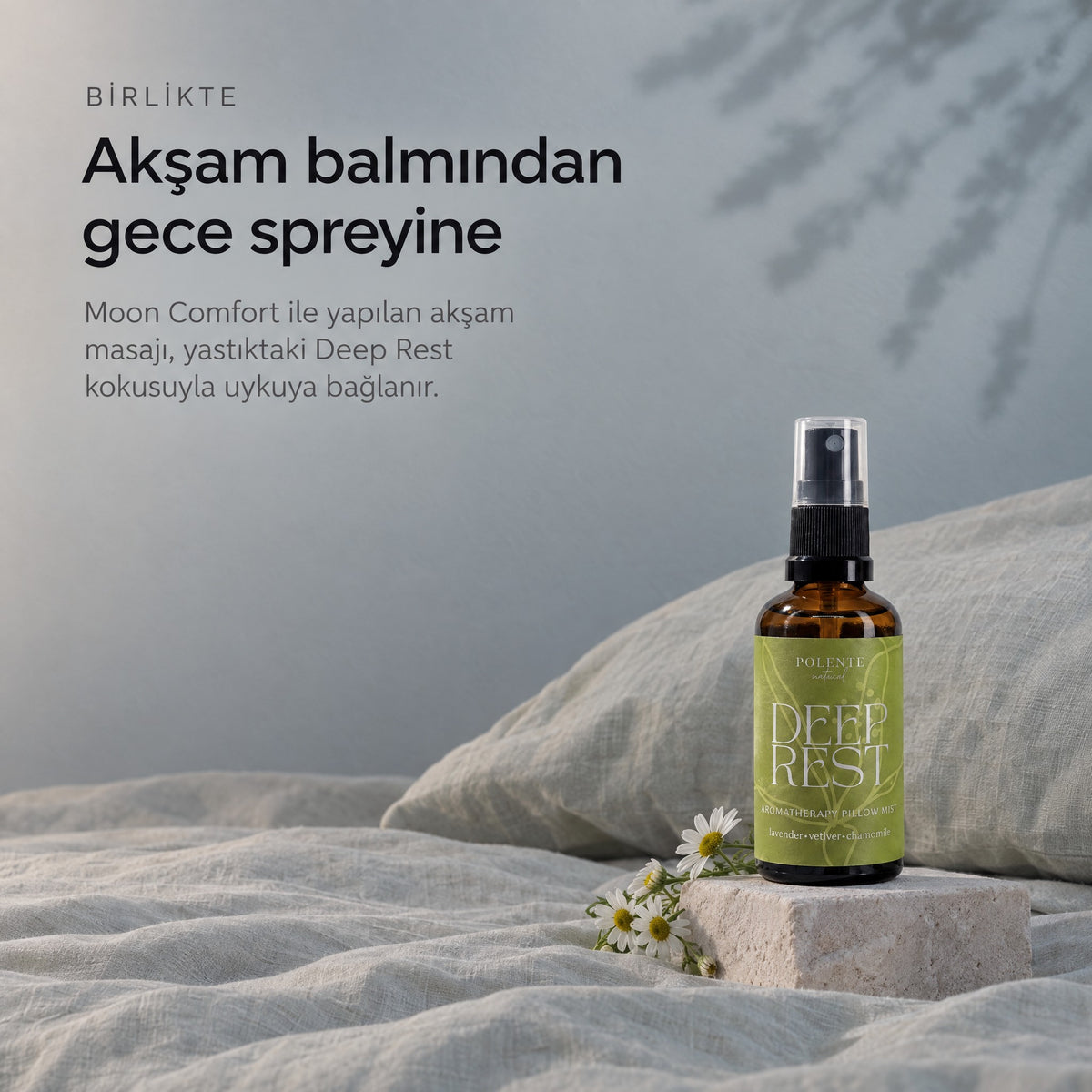 DEEP REST Aromaterapik Yastık ve Ortam Spreyi 50 ml — akşam balmından gece spreyine