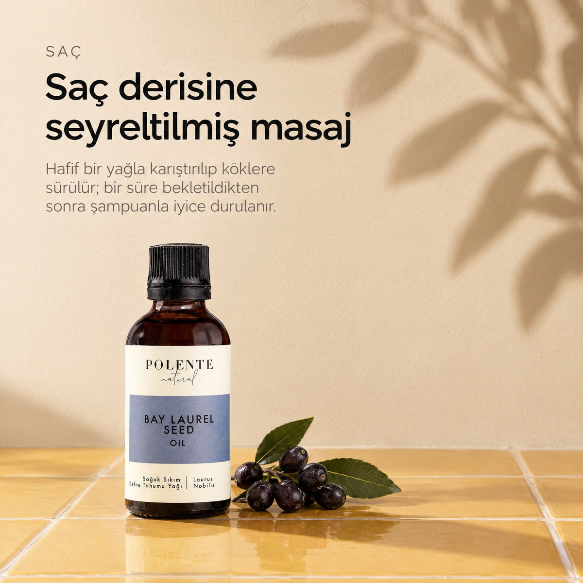 Defne Tohumu Yağı 50 ml — saç derisine seyreltilmiş masaj