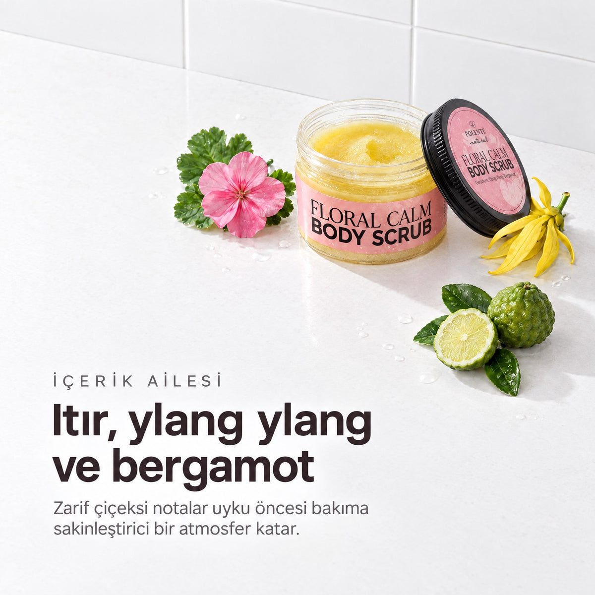 Floral Calm Vücut Peelingi 250 ml — ıtır, ylang ylang ve bergamot
