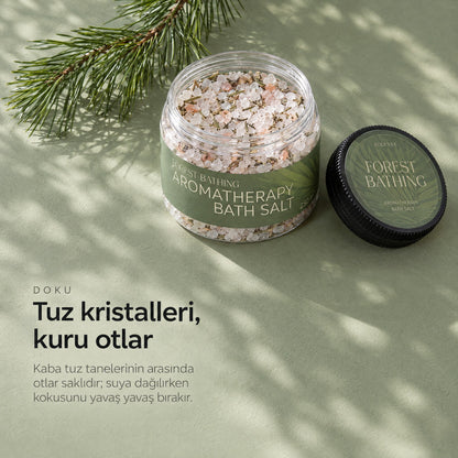 FOREST BATHING Aromaterapik Banyo Tuzu 250 ml — tuz kristalleri, kuru otlar