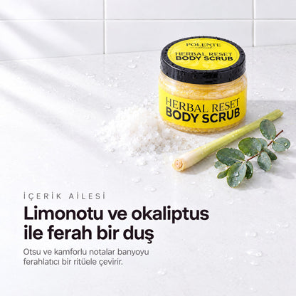 Herbal Reset Vücut Peelingi 250 ml — limonotu ve okaliptus ile ferah bir duş
