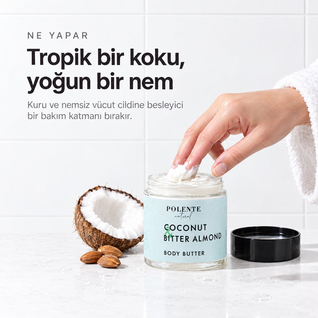 Hindistan Cevizi &amp; Acı Badem Body Butter 100 ml — tropik bir koku, yoğun bir nem