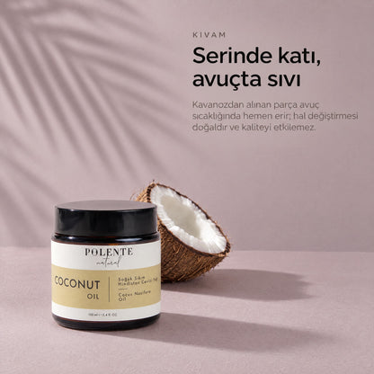 Hindistan Cevizi Yağı 100 ml — serinde katı, avuçta sıvı