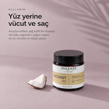 Hindistan Cevizi Yağı 100 ml — yüz yerine vücut ve saç