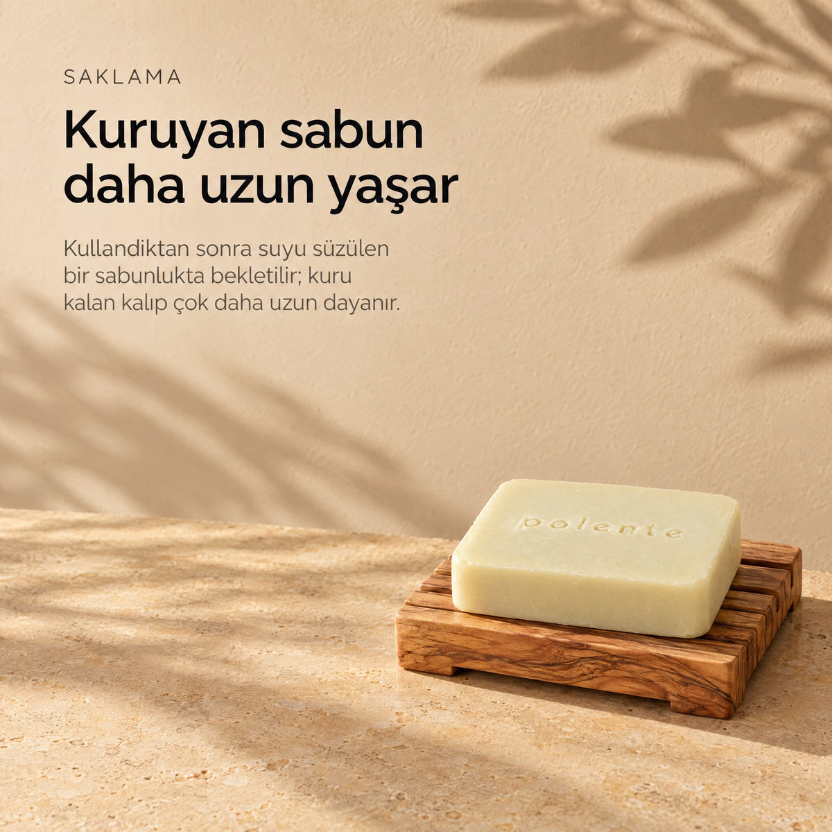 %100 Saf Zeytinyağı (Kastil) Sabunu 110 gr — kuruyan sabun daha uzun yaşar