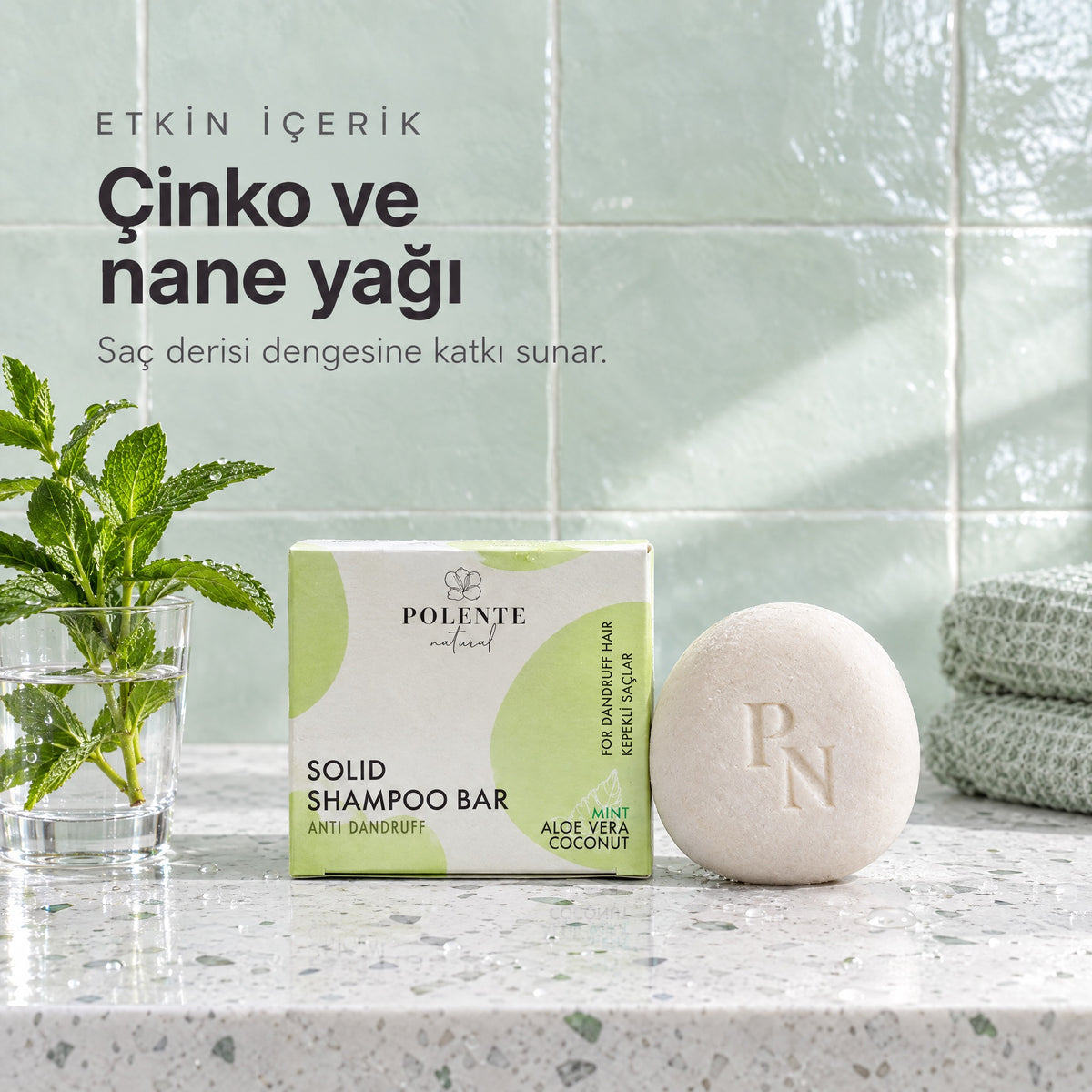 Kepek Karşıtı Rahatlatıcı Katı Şampuan — Çinko ve nane yağı