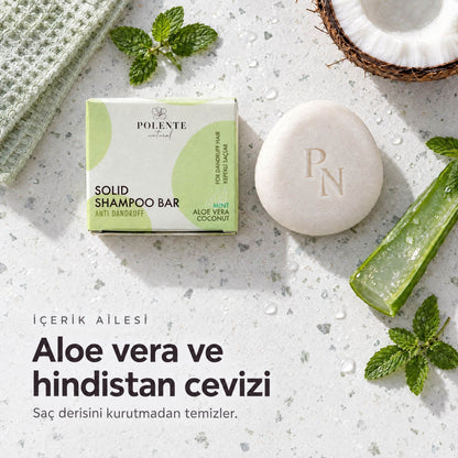 Kepek Karşıtı Rahatlatıcı Katı Şampuan — Aloe vera ve hindistan cevizi