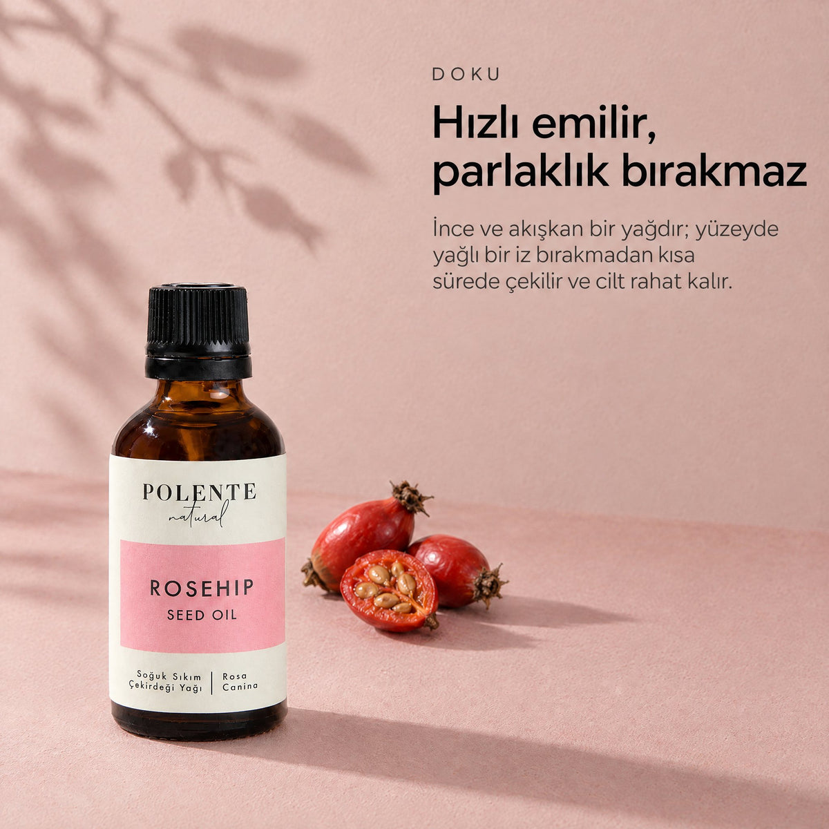 Kuşburnu Çekirdeği Yağı 50 ml — hızlı emilir, parlaklık bırakmaz