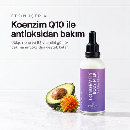 Longevity Yenileyici Vücut Sütü 100 ml — koenzim Q10 ile antioksidan bakım