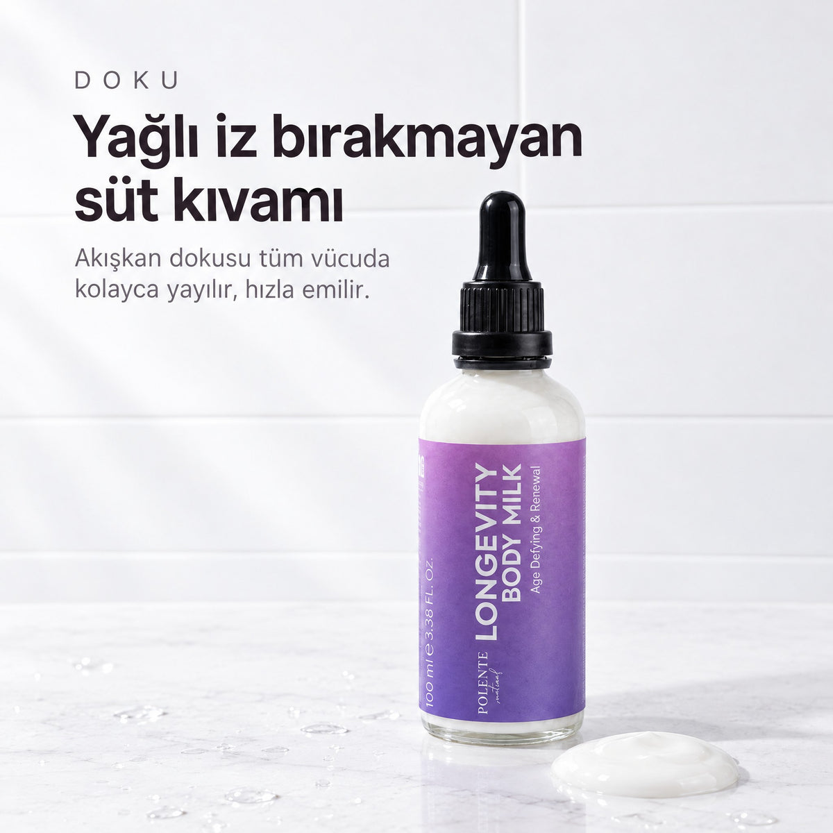 Longevity Yenileyici Vücut Sütü 100 ml — yağlı iz bırakmayan süt kıvamı
