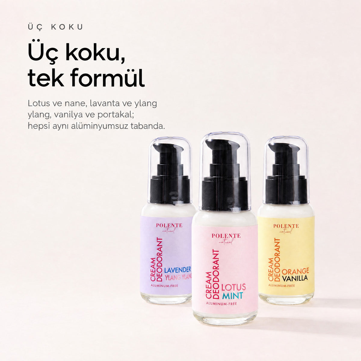 Lotus &amp; Mint Krem Deodorant 50 ml — Üç koku, tek formül