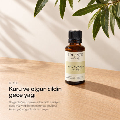 Makademya Cevizi Yağı 30 ml — kuru ve olgun cildin gece yağı, makademya dalıyla