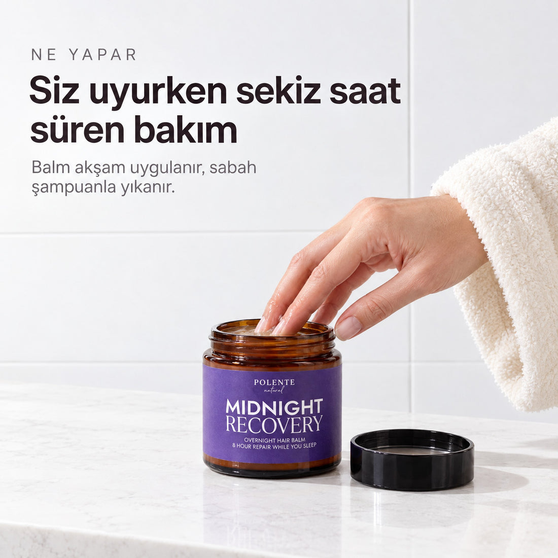 Midnight Recovery Gece Saç Balmı 100 ml — siz uyurken sekiz saat süren bakım