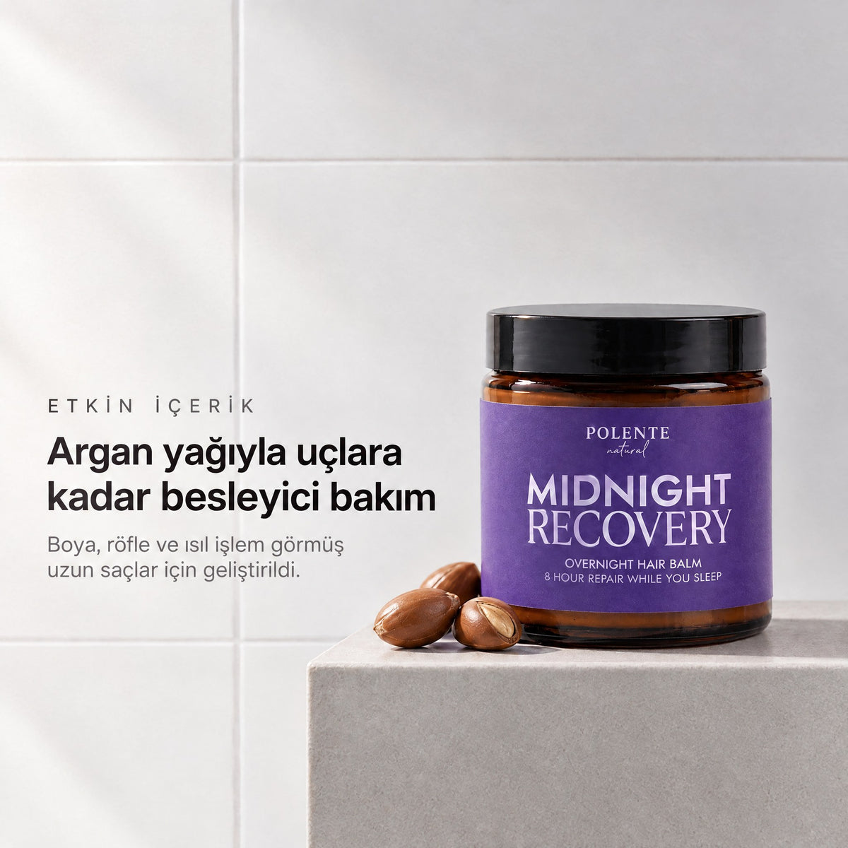 Midnight Recovery Gece Saç Balmı 100 ml — argan yağıyla uçlara kadar besleyici bakım
