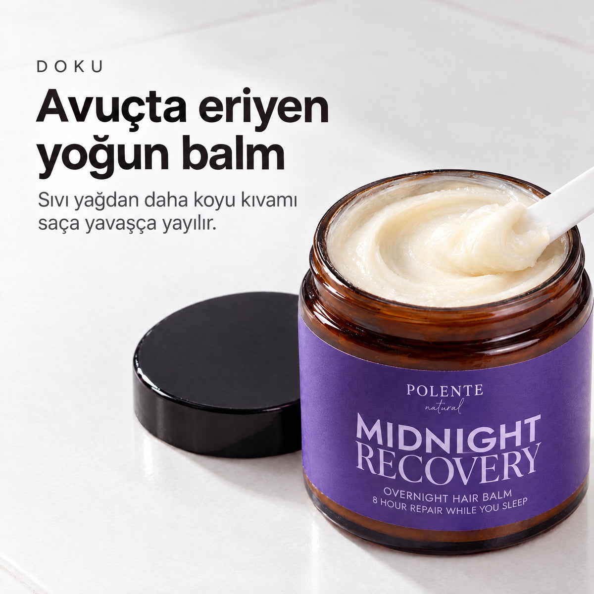 Midnight Recovery Gece Saç Balmı 100 ml — avuçta eriyen yoğun balm dokusu