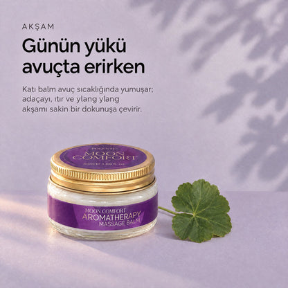 MOON COMFORT Katı Masaj Balmı 50 ml — günün yükü avuçta erirken