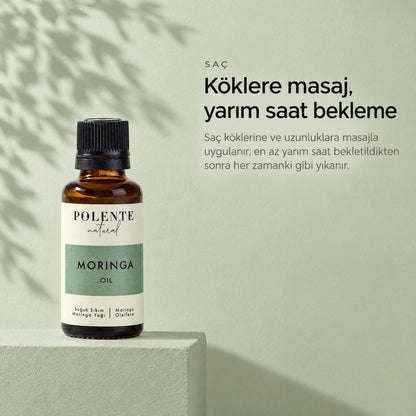 Moringa Yağı 30 ml — köklere masaj, yarım saat bekleme