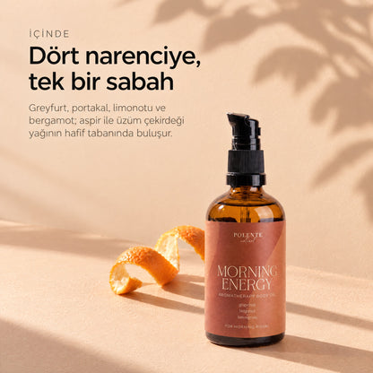 MORNING ENERGY Aromaterapik Vücut Masaj Yağı 100 ml — dört narenciye, tek bir sabah
