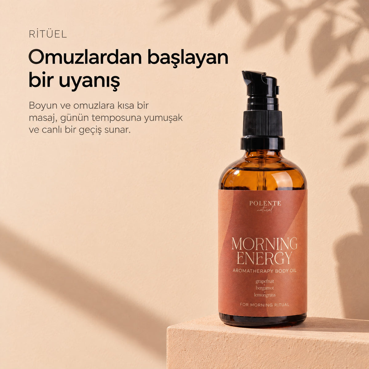 MORNING ENERGY Aromaterapik Vücut Masaj Yağı 100 ml — omuzlardan başlayan bir uyanış