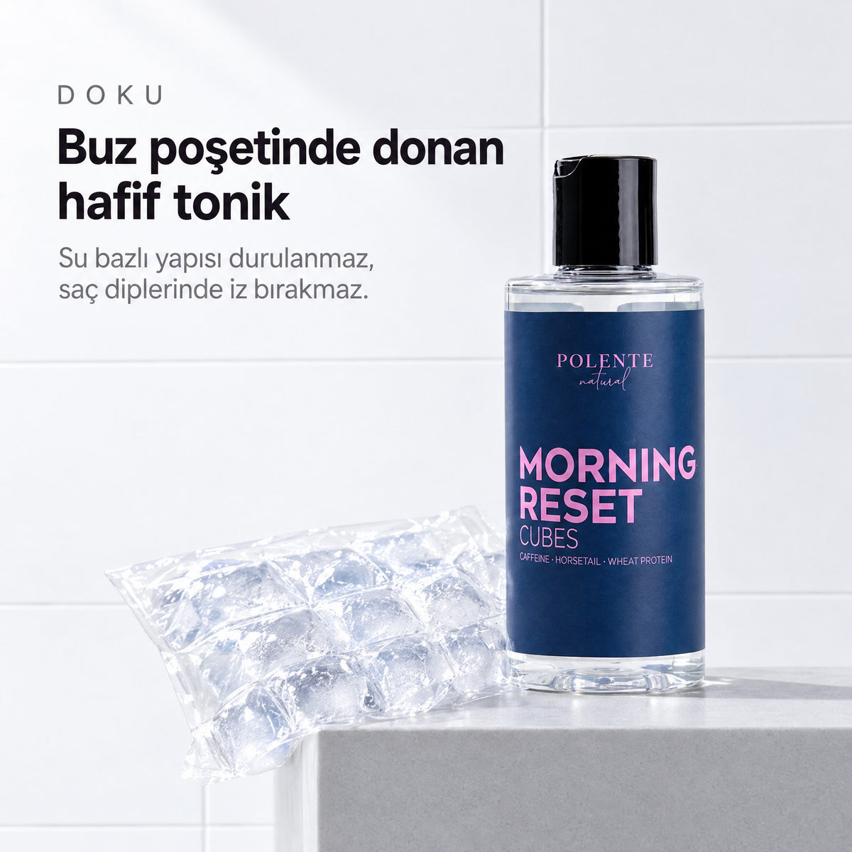Morning Reset Cubes 200 ml — buz poşetinde donan hafif tonik