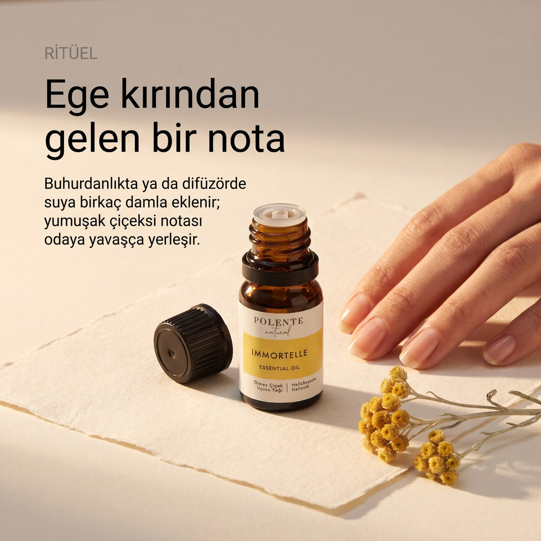 Ölmez çiçek uçucu yağı 5 ml — buhurdanlıkta ritüel