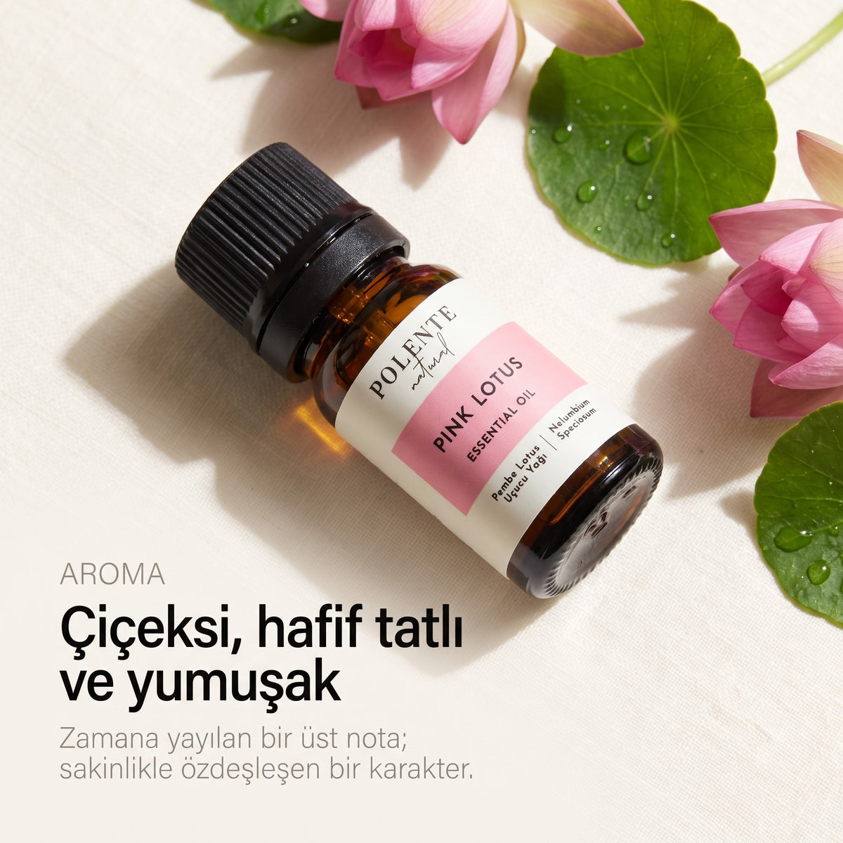 Pembe lotus uçucu yağı 5 ml — çiçeksi, hafif tatlı ve yumuşak
