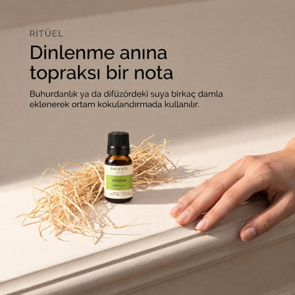 Vetiver uçucu yağı 5 ml — buhurdanlıkta ritüel