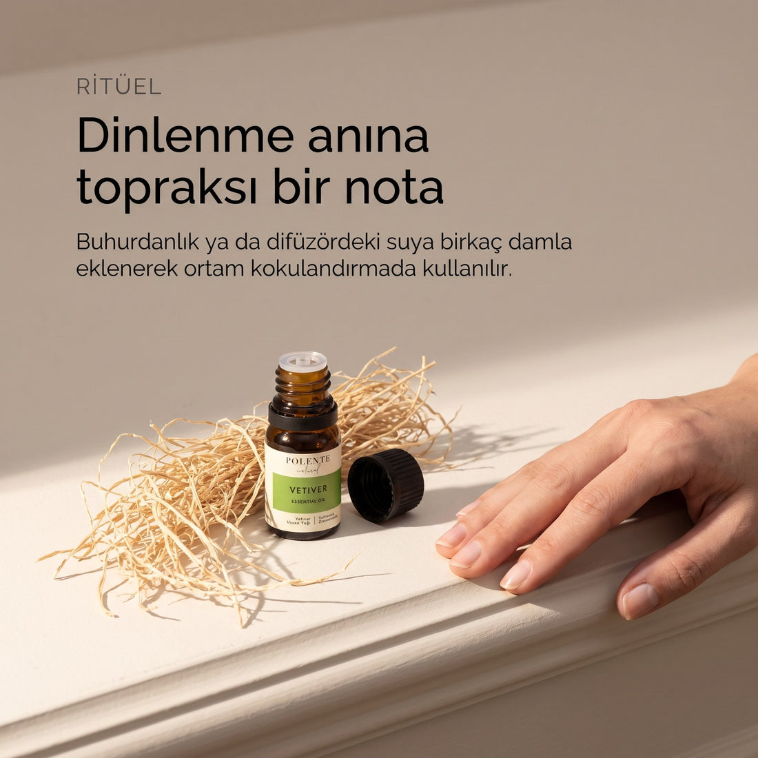Vetiver uçucu yağı 5 ml — buhurdanlıkta ritüel