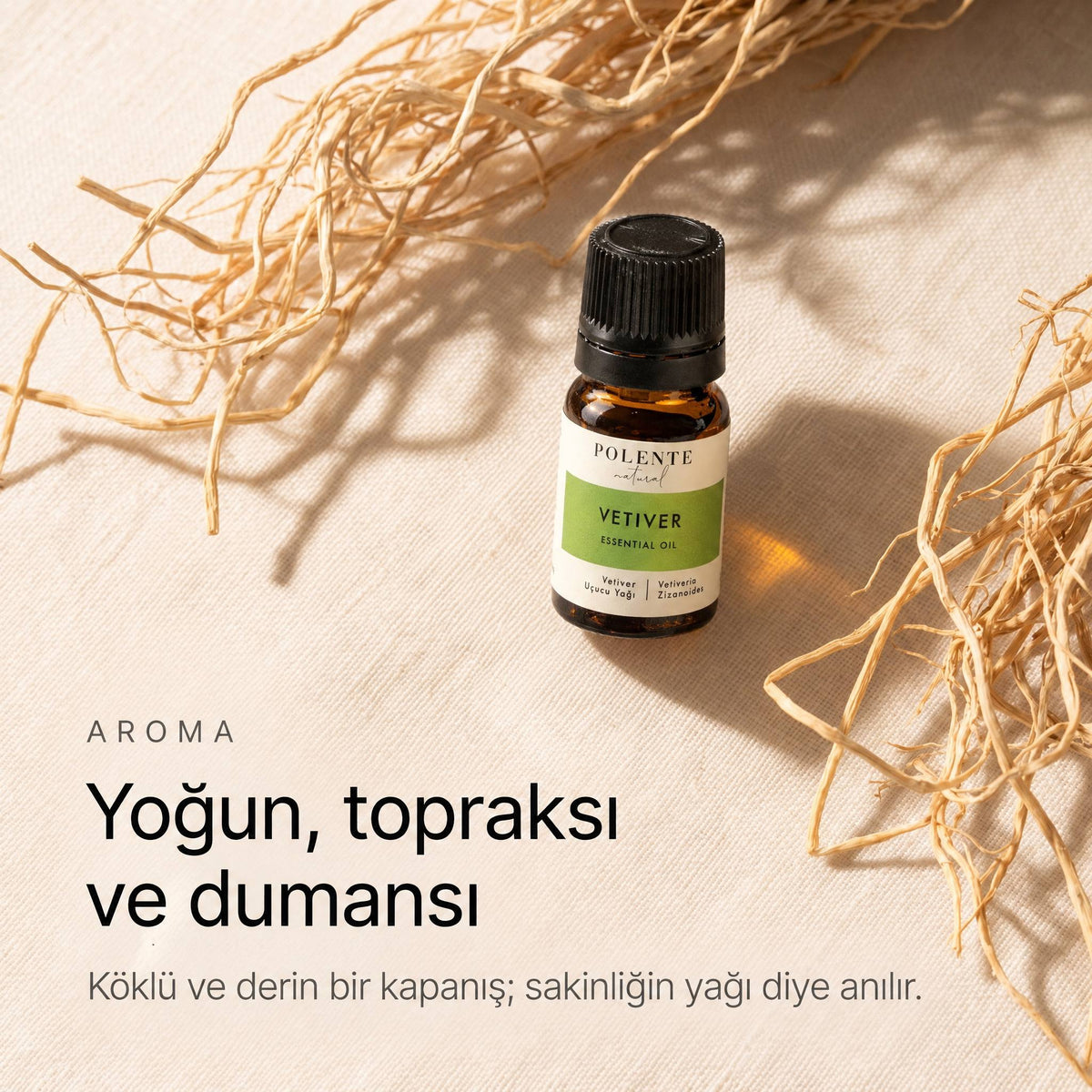 Vetiver yağının yoğun, topraksı ve dumansı aroması