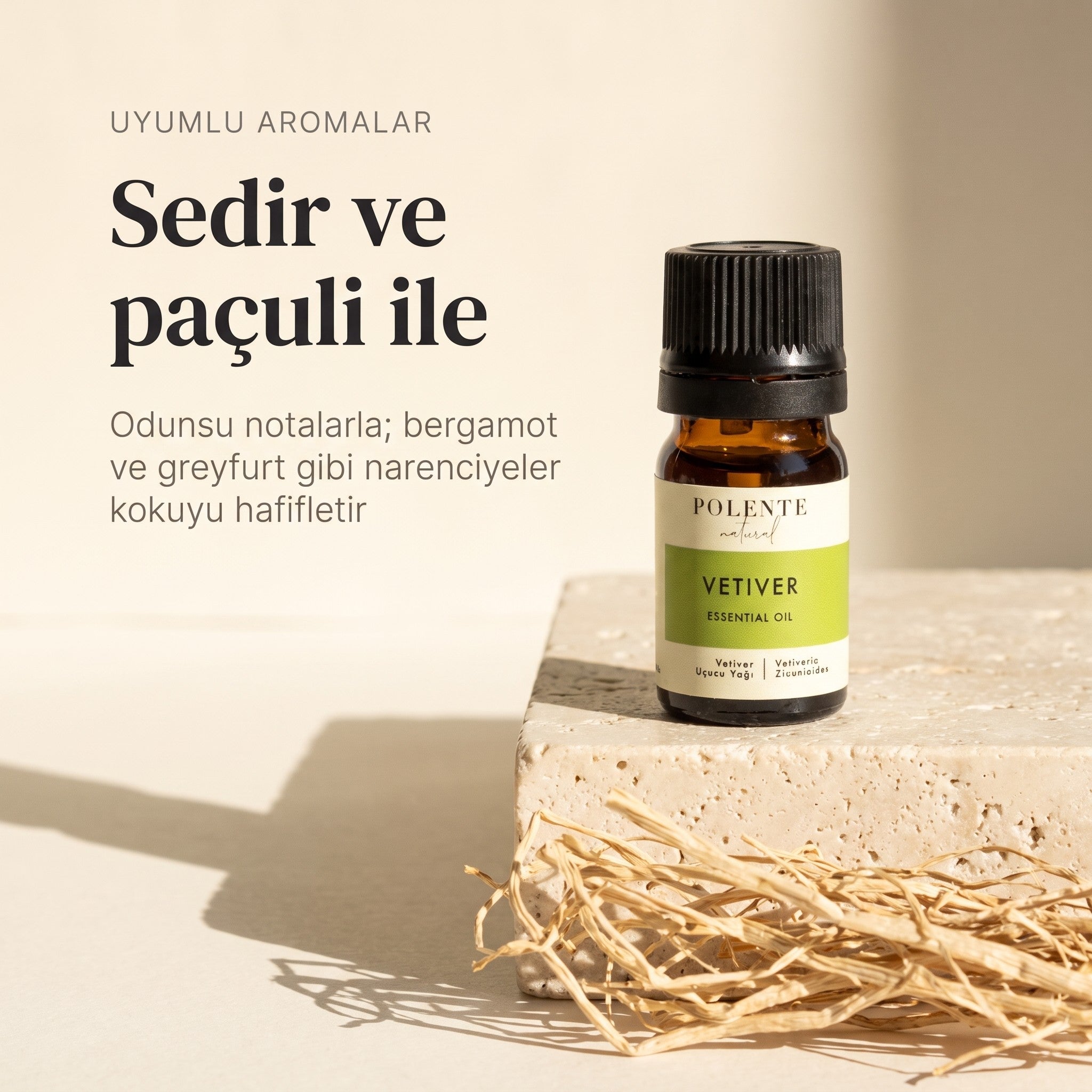 Vetiver yağı ile uyumlu aromalar: sedir ve paçuli