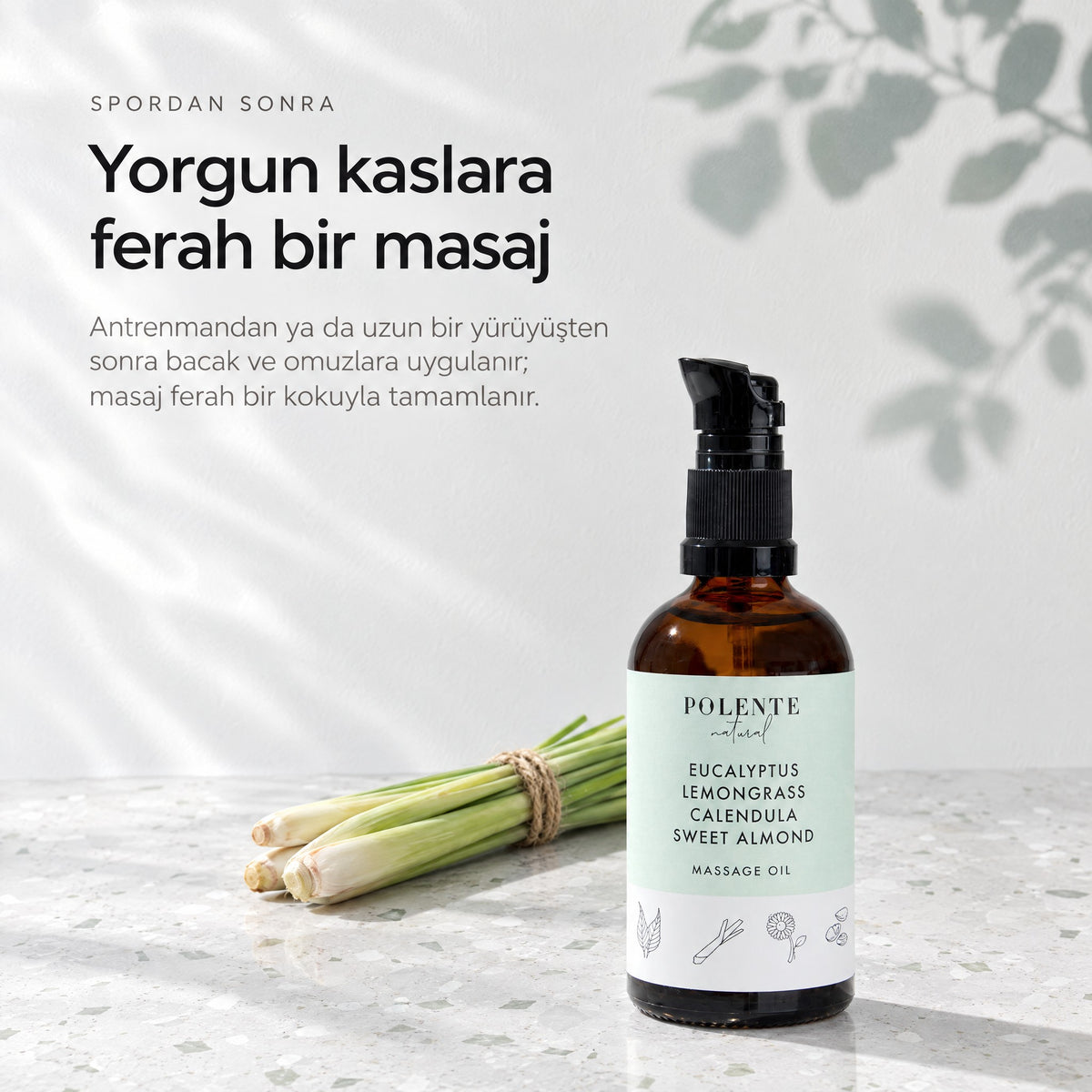 Okaliptus &amp; Limonotu Rahatlatıcı Masaj Yağı 100 ml — yorgun kaslara ferah bir masaj