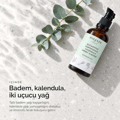 Okaliptus &amp; Limonotu Rahatlatıcı Masaj Yağı 100 ml — badem, kalendula, iki uçucu yağ
