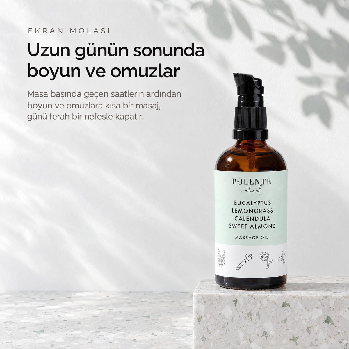 Okaliptus &amp; Limonotu Rahatlatıcı Masaj Yağı 100 ml — uzun günün sonunda boyun ve omuzlar