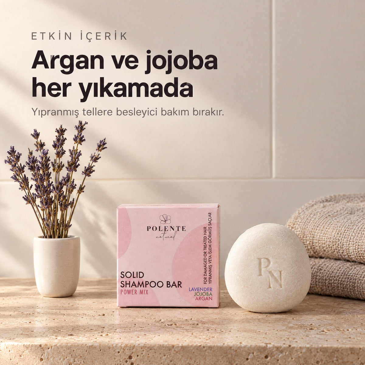 Onarıcı &amp; Besleyici Katı Şampuan — Argan ve jojoba her yıkamada