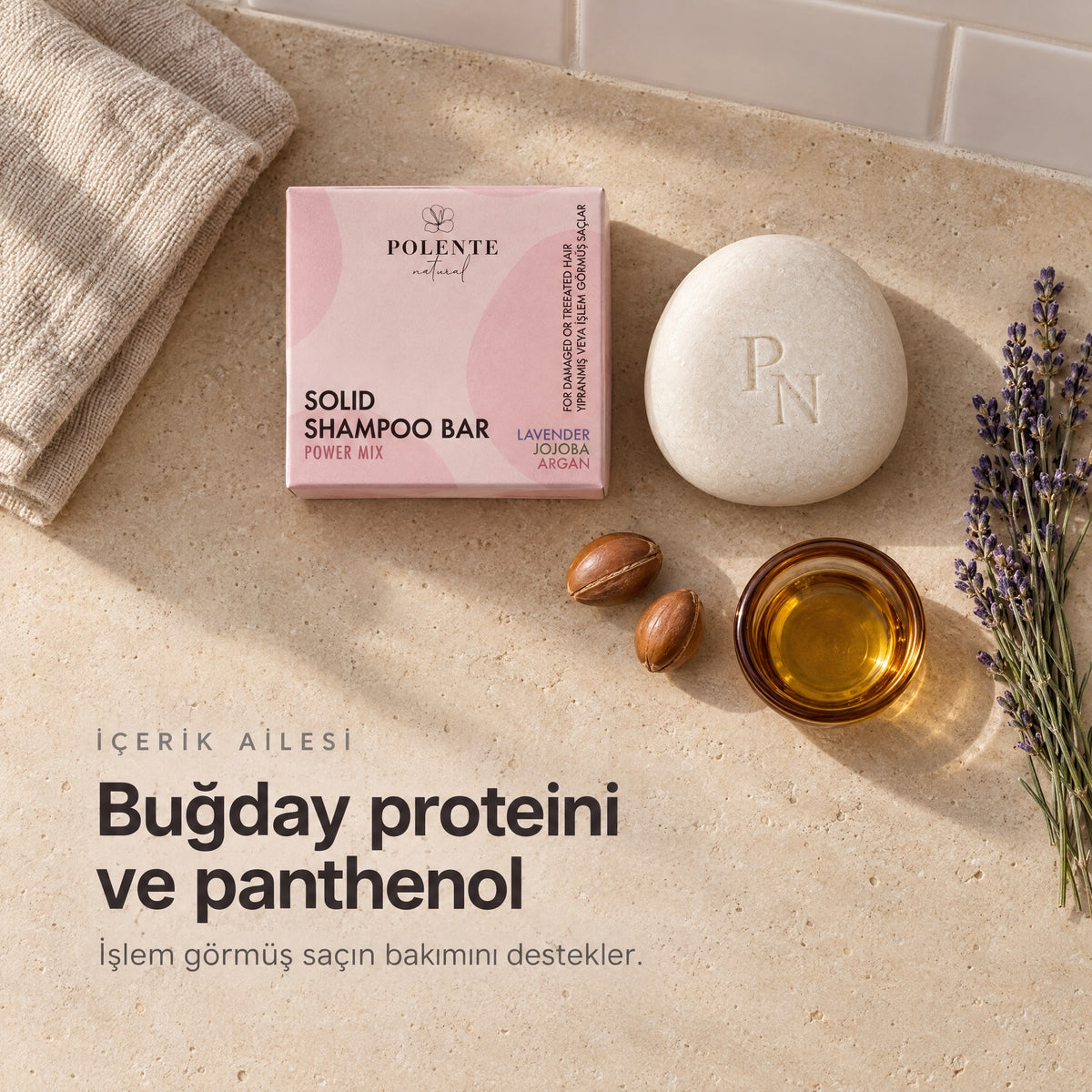 Onarıcı &amp; Besleyici Katı Şampuan — Buğday proteini ve panthenol