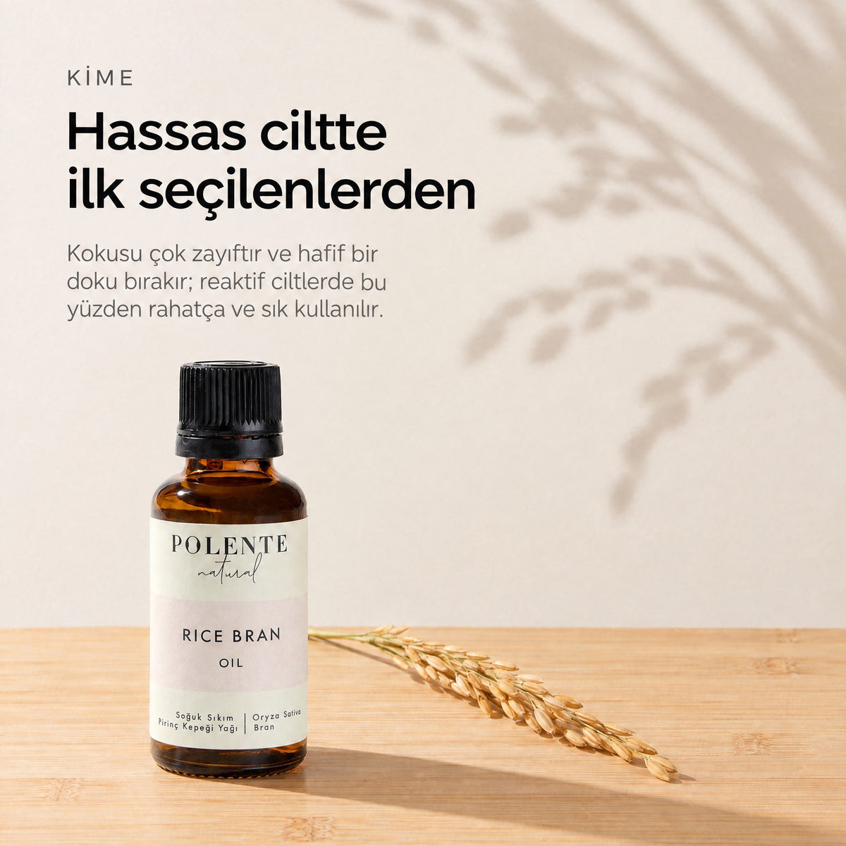 Pirinç Kepeği Yağı 30 ml — hassas ciltte ilk seçilenlerden
