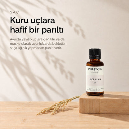 Pirinç Kepeği Yağı 30 ml — kuru uçlara hafif bir parıltı