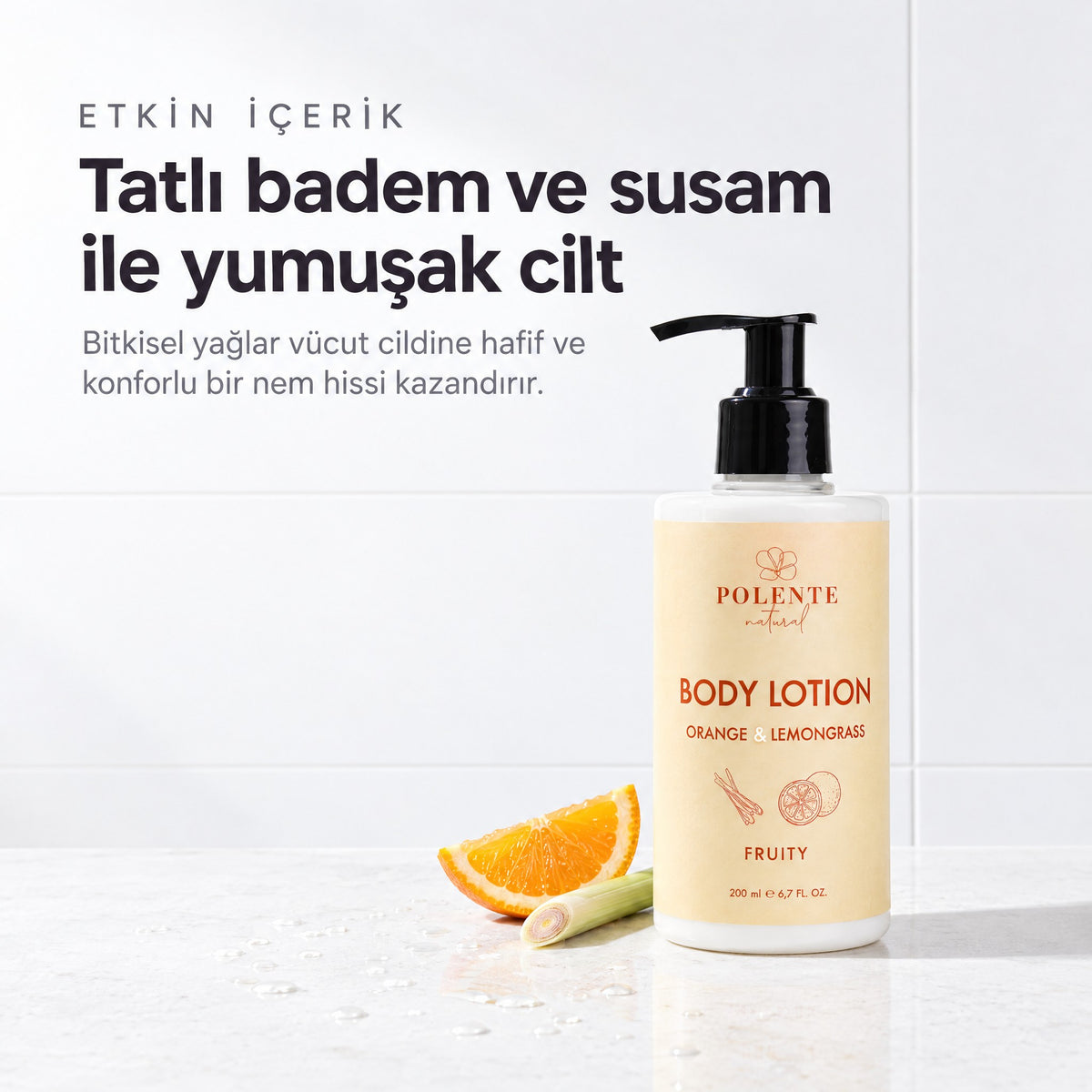 Portakal &amp; Limon Otu Vücut Losyonu 200 ml — tatlı badem ve susam ile yumuşak cilt