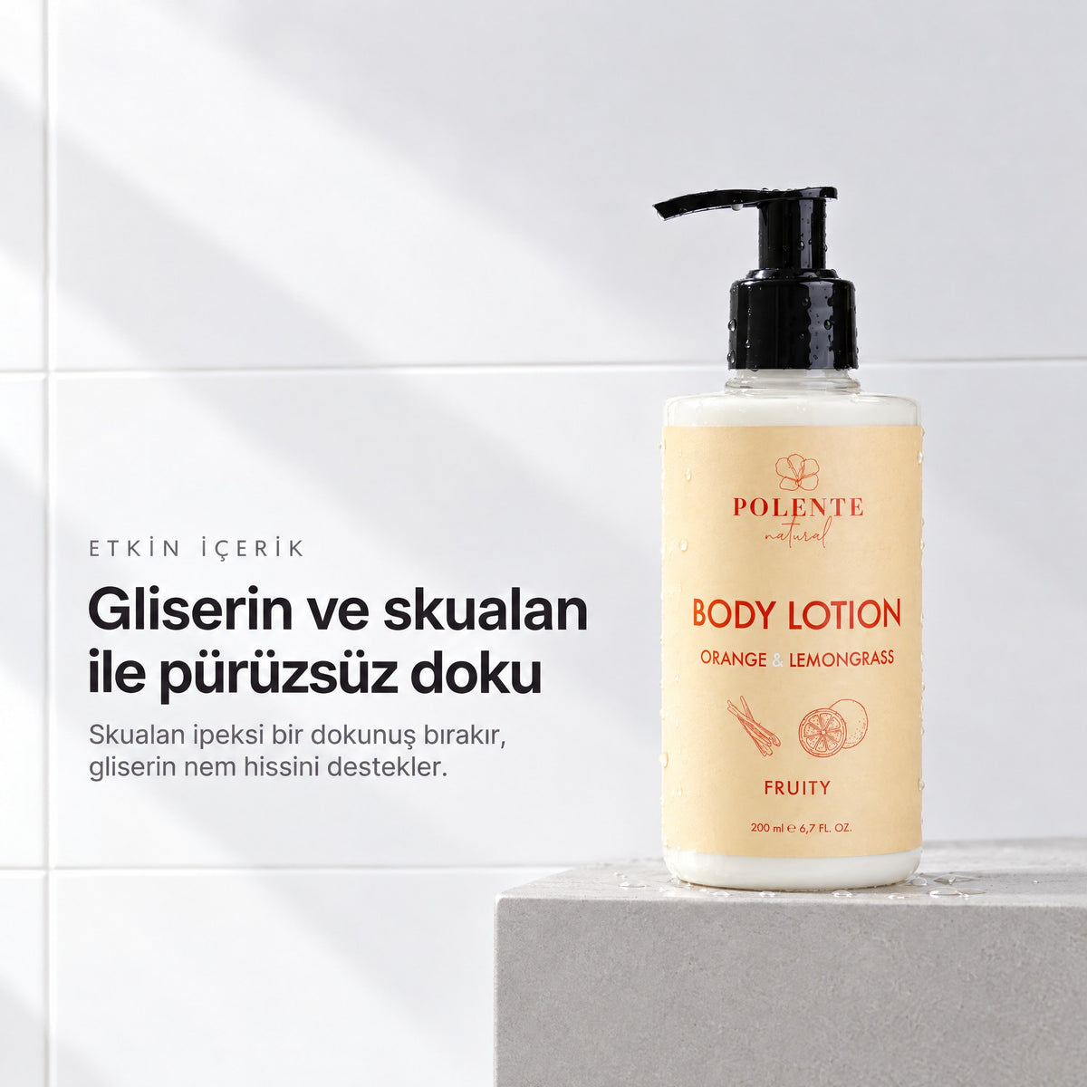 Portakal &amp; Limon Otu Vücut Losyonu 200 ml — gliserin ve skualan ile pürüzsüz doku