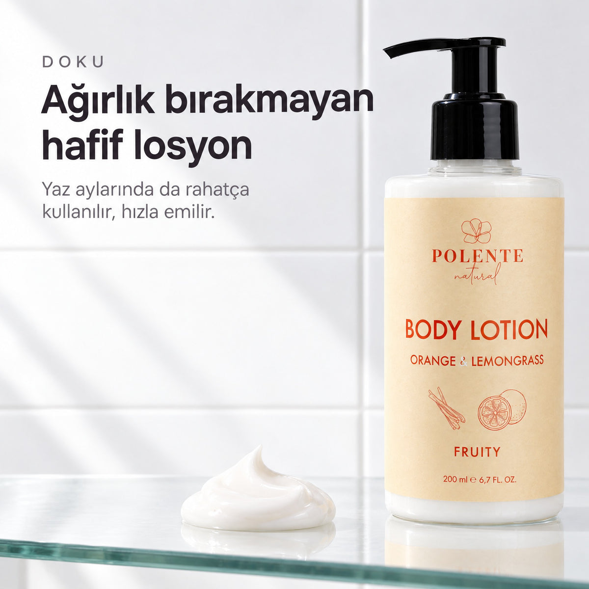 Portakal &amp; Limon Otu Vücut Losyonu 200 ml — ağırlık bırakmayan hafif losyon