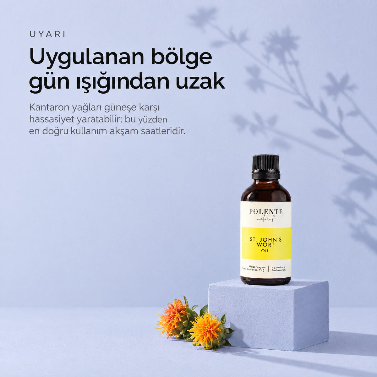Sarı Kantaron Yağı 50 ml — uygulanan bölge gün ışığından uzak