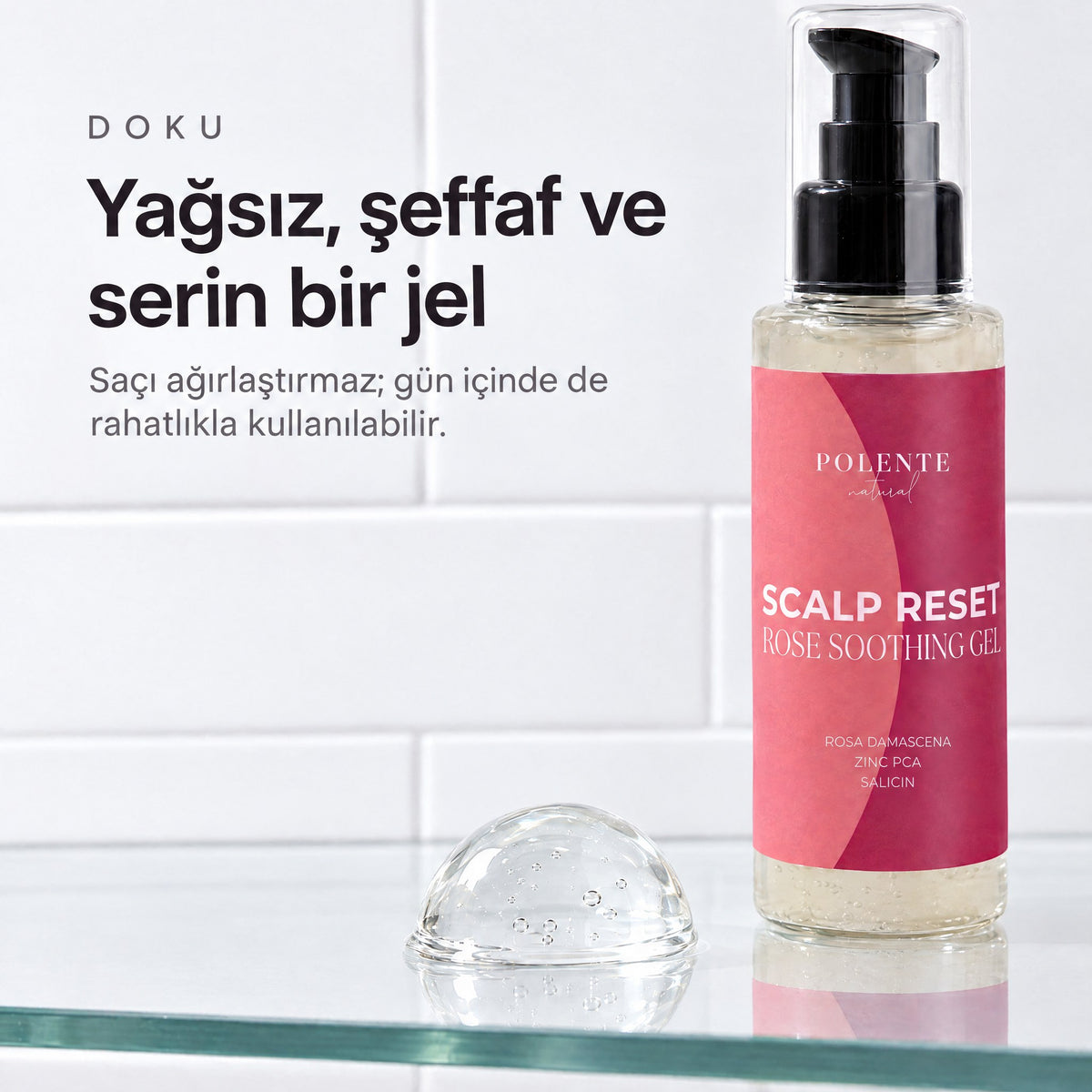 Scalp Reset Saç Derisi Jeli 100 ml — yağsız, şeffaf ve serin jel dokusu