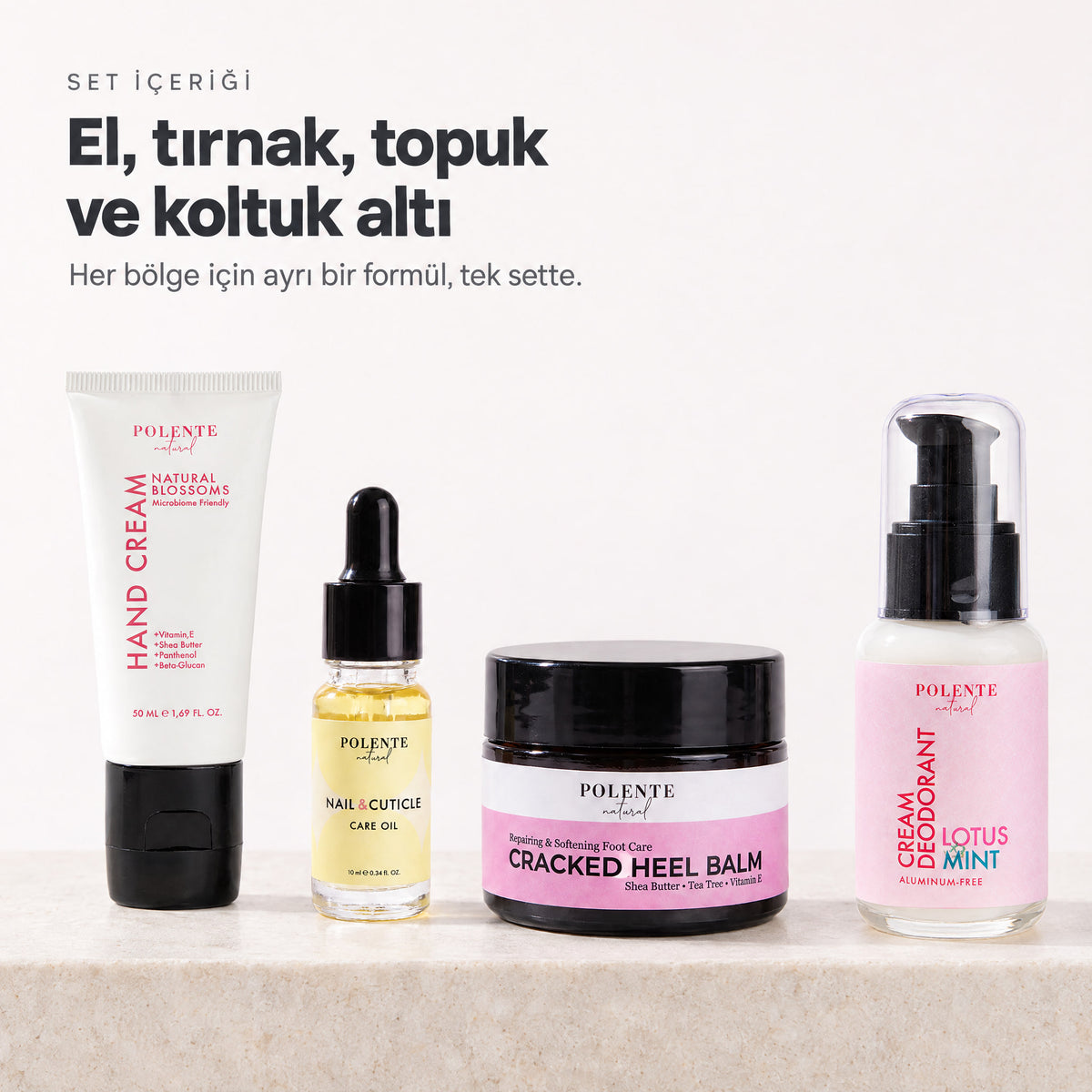 SEASON COMFORT set içeriği — el, tırnak, topuk ve koltuk altı bakımı