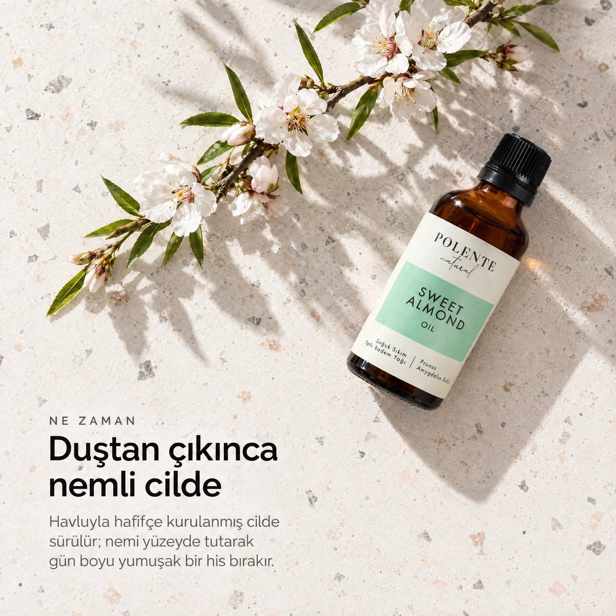 Tatlı Badem Yağı 50 ml — duştan çıkınca nemli cilde