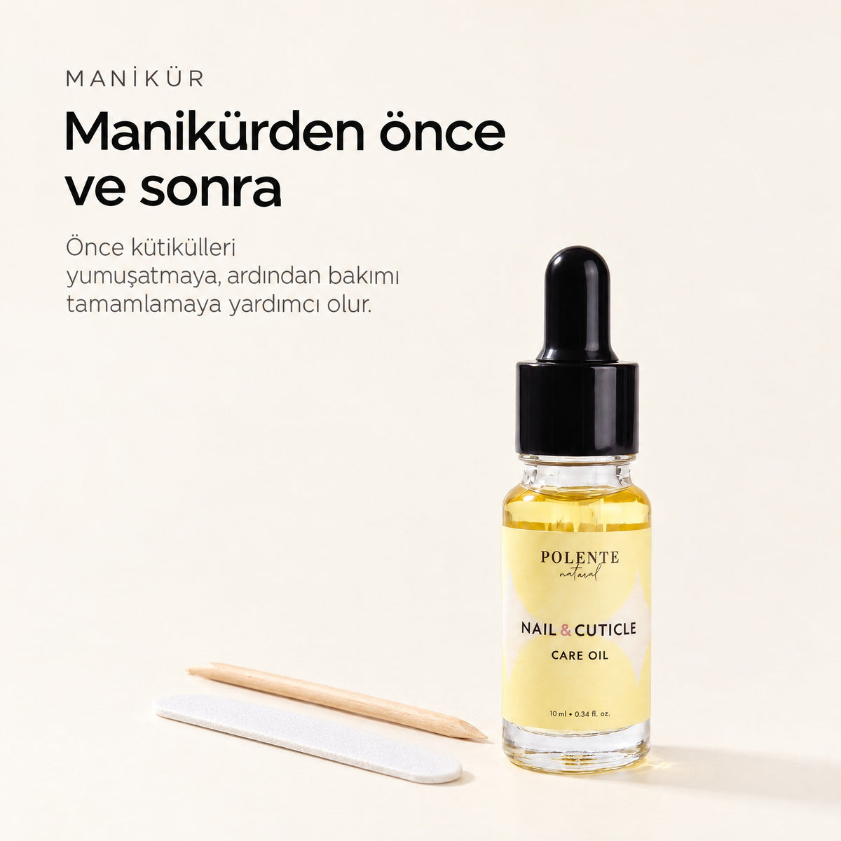 Tırnak ve Kütikül Bakım Yağı 10 ml — Manikürden önce ve sonra