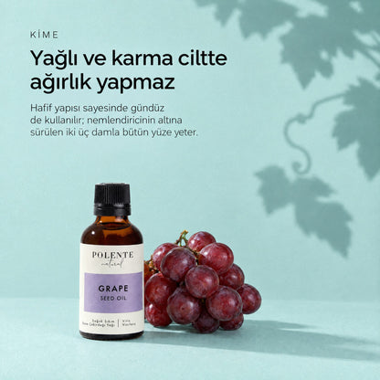 Üzüm Çekirdeği Yağı 50 ml — yağlı ve karma ciltte ağırlık yapmaz