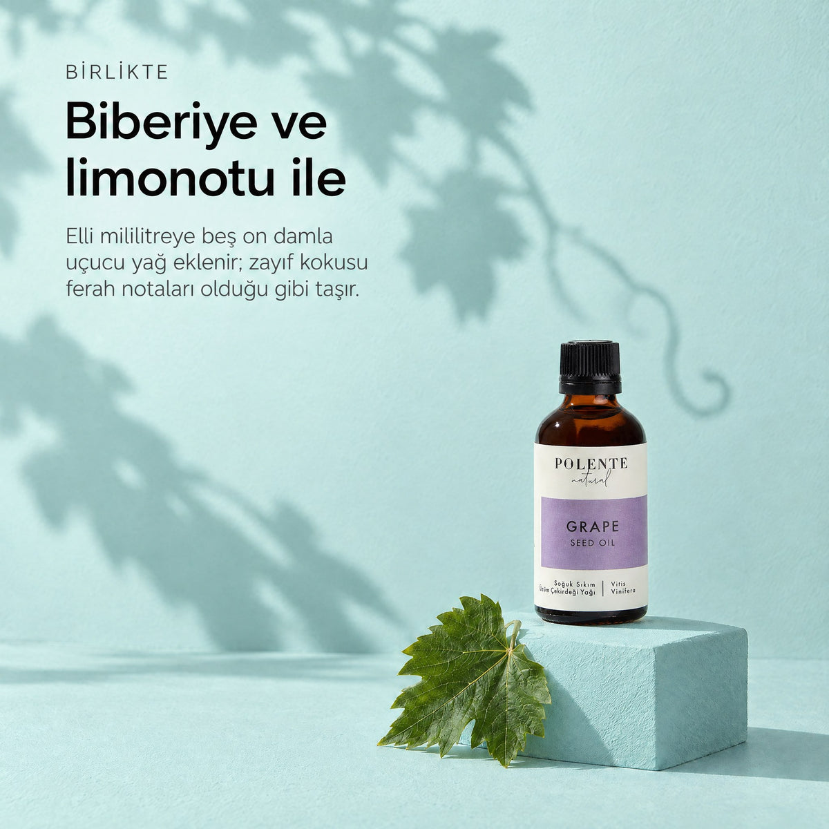 Üzüm Çekirdeği Yağı 50 ml — biberiye ve limonotu ile