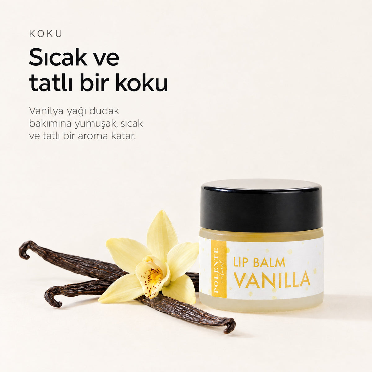 Vanilyalı Lip Balm 10 ml — Sıcak ve tatlı bir koku
