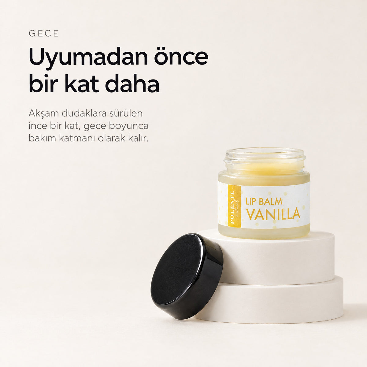 Vanilyalı Lip Balm 10 ml — Uyumadan önce bir kat daha