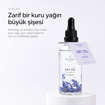 Violet Dry Oil 100 ml çok amaçlı kuru yağ — Zarif bir kuru yağın büyük şişesi